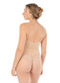 Smooth and Silky Bodysuit Shaper with Built-in Wire Bra and Sexy Lace Trims Nude - Plus Sizes