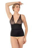 Smooth & Silky Slimming Top with Sexy Lace Black