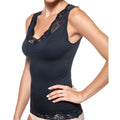 Seamless Shaping Tank Top with Lace Detail Black