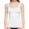 Seamless Shaping Tank Top with Lace Trim White