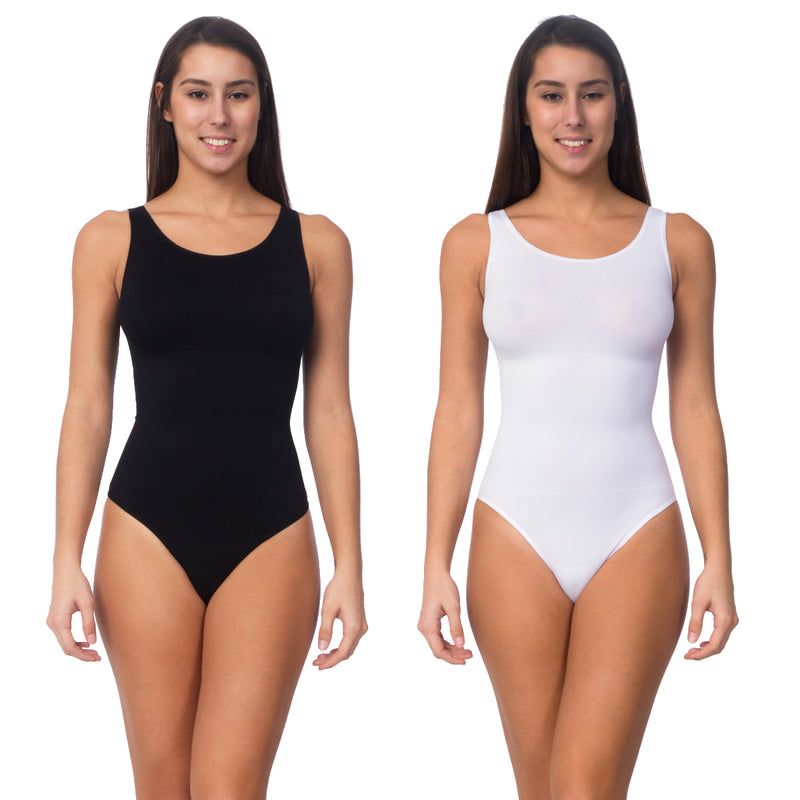 Seamless Shaping Bodysuit with Thong Bottom 2 Pack