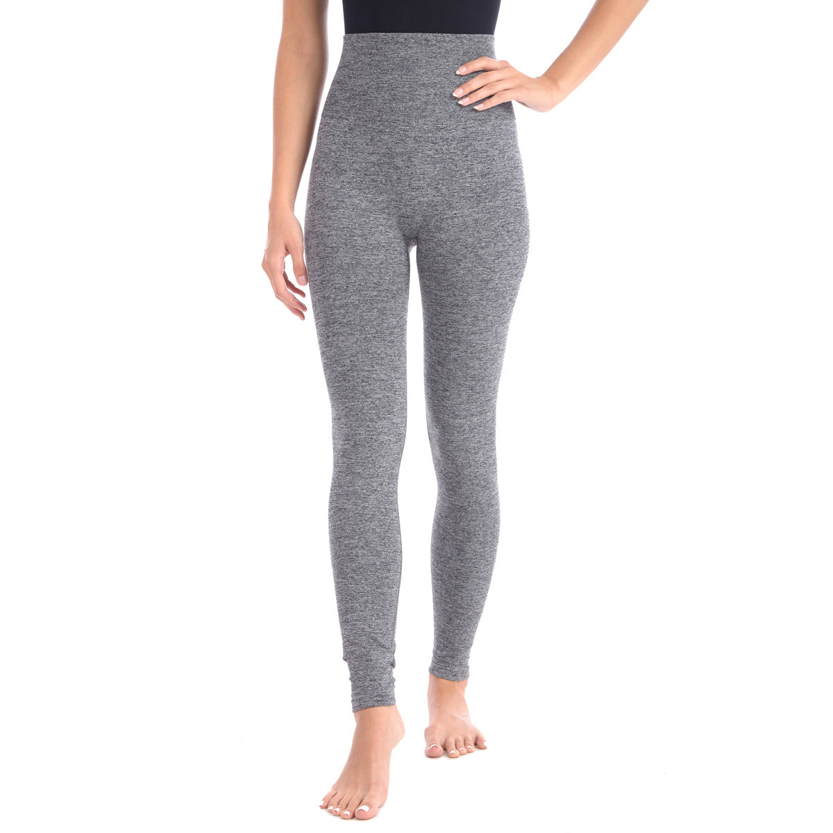 Look at me Leggings with Double Layer 5" Hi-Waistband - Grey Mix