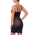 Hi Power mesh full body slip shaper with lace detail at bust black