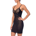 Hi Power mesh full body slip shaper with lace detail at bust black